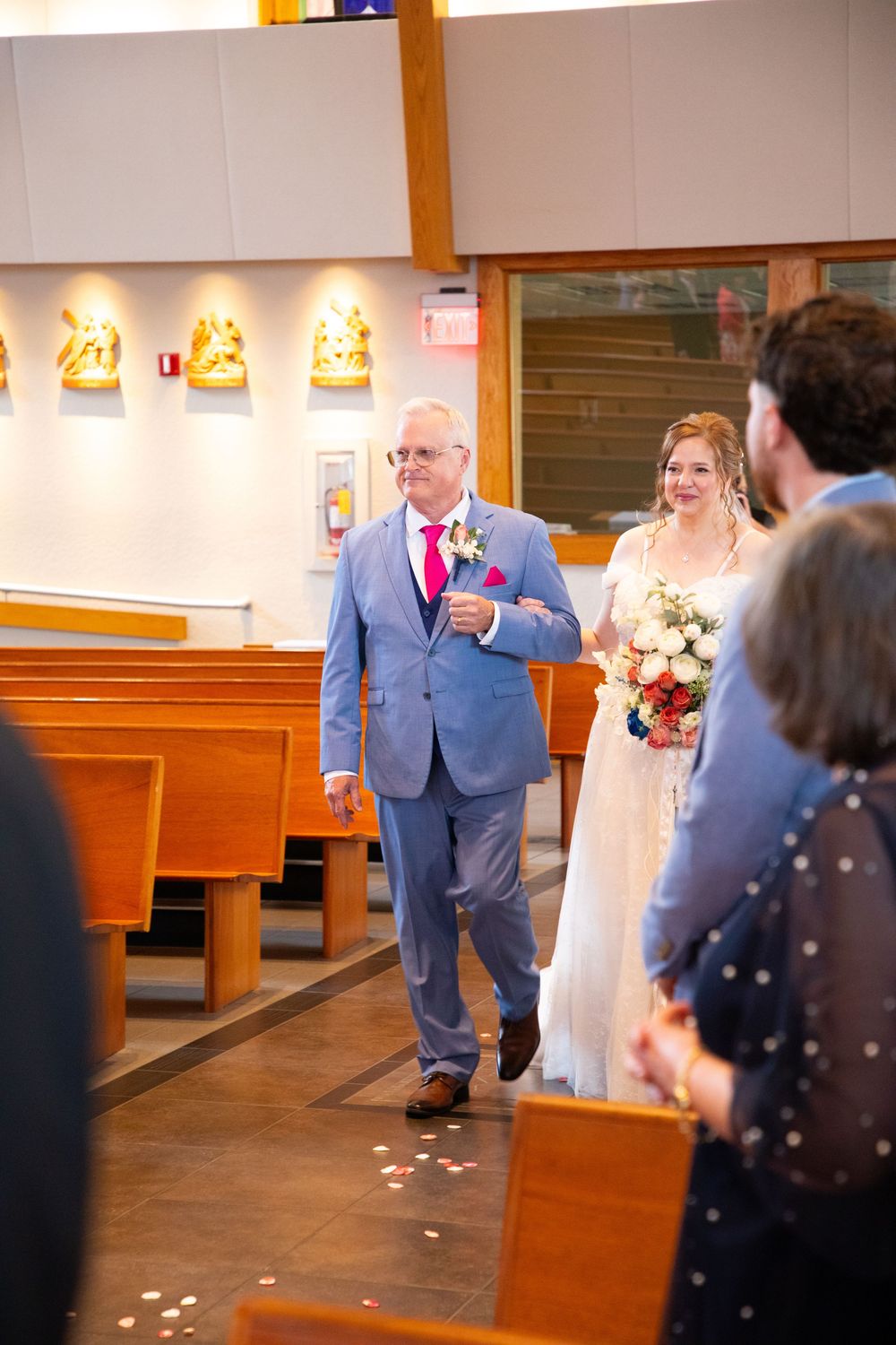 Editorial style wedding photography at St Paul's Catholic Church, Tampa, Florida.