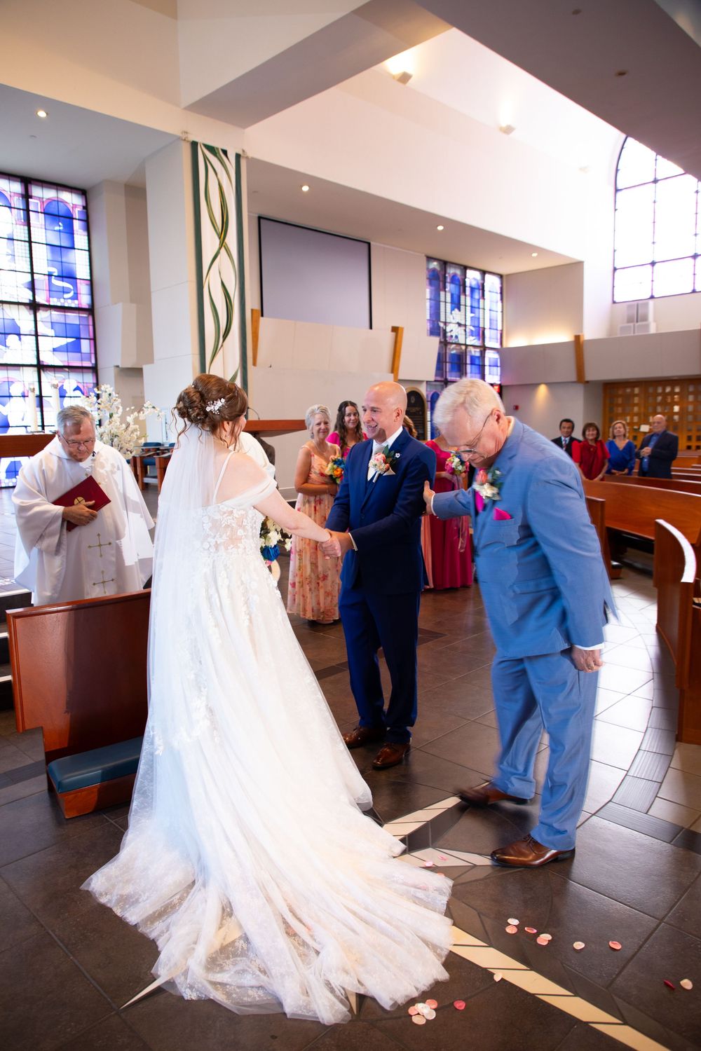Editorial style wedding photography at St Paul's Catholic Church, Tampa, Florida.