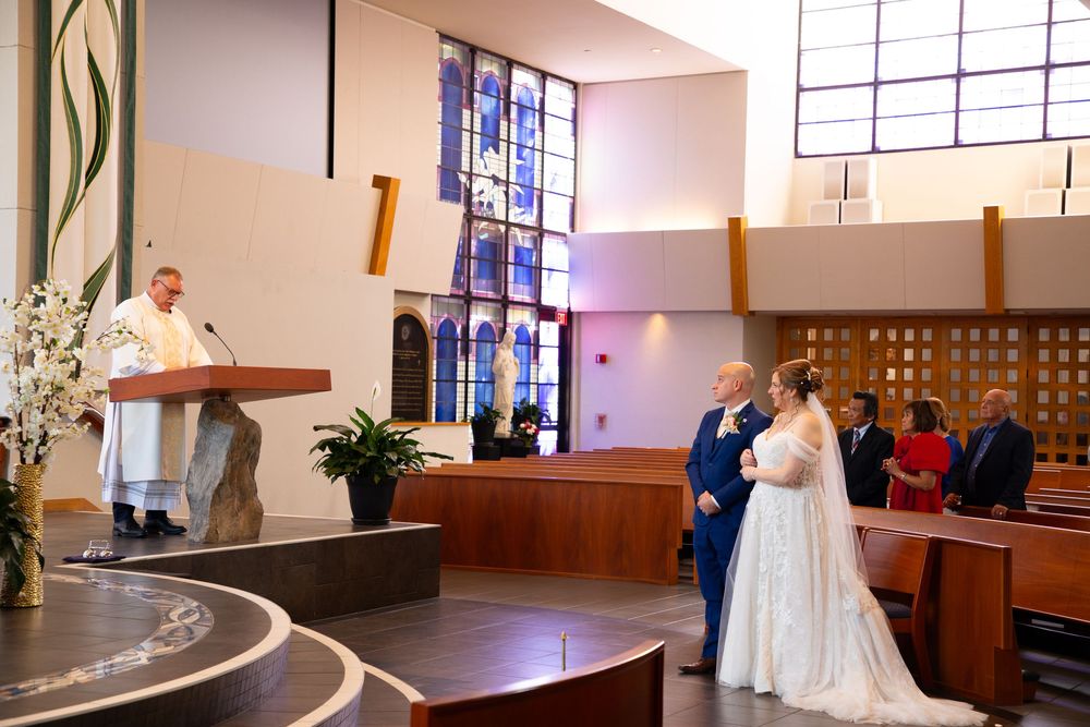Editorial style wedding photography at St Paul's Catholic Church, Tampa, Florida.