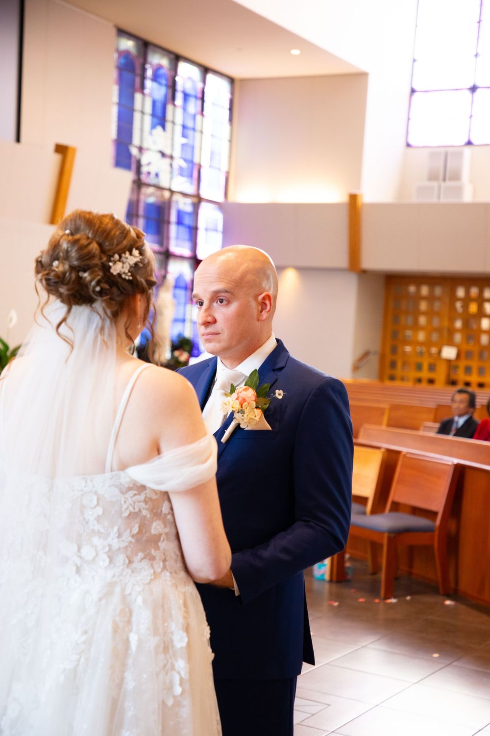 Editorial style wedding photography at St Paul's Catholic Church, Tampa, Florida.
