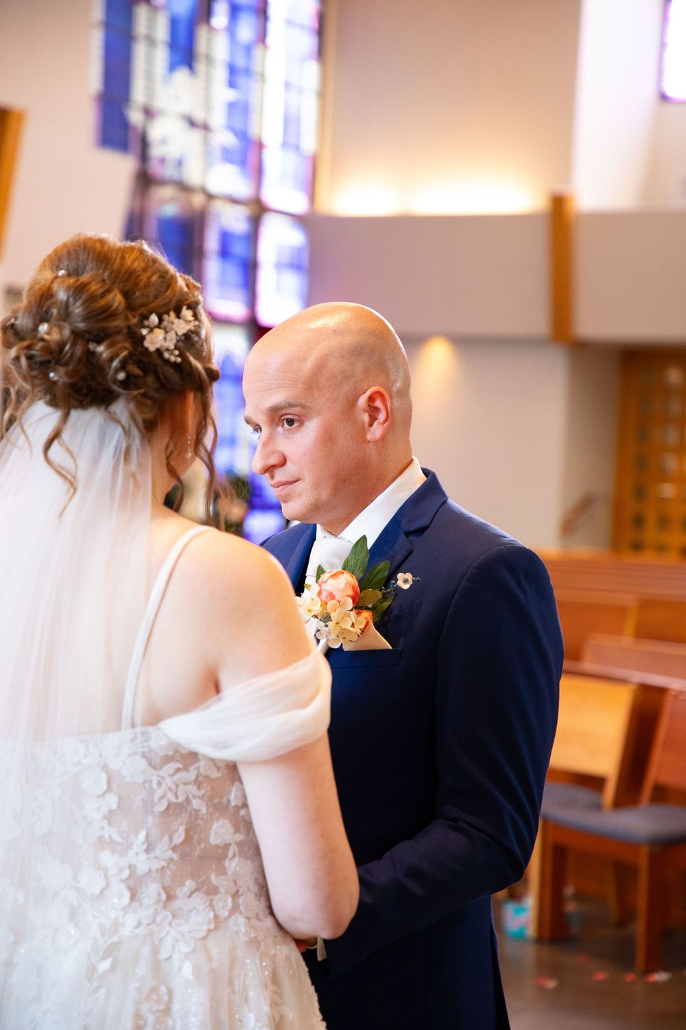 Editorial style wedding photography at St Paul's Catholic Church, Tampa, Florida.
