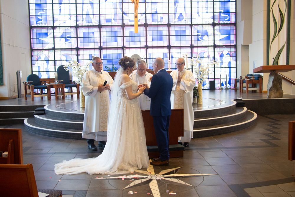Editorial style wedding photography at St Paul's Catholic Church, Tampa, Florida.