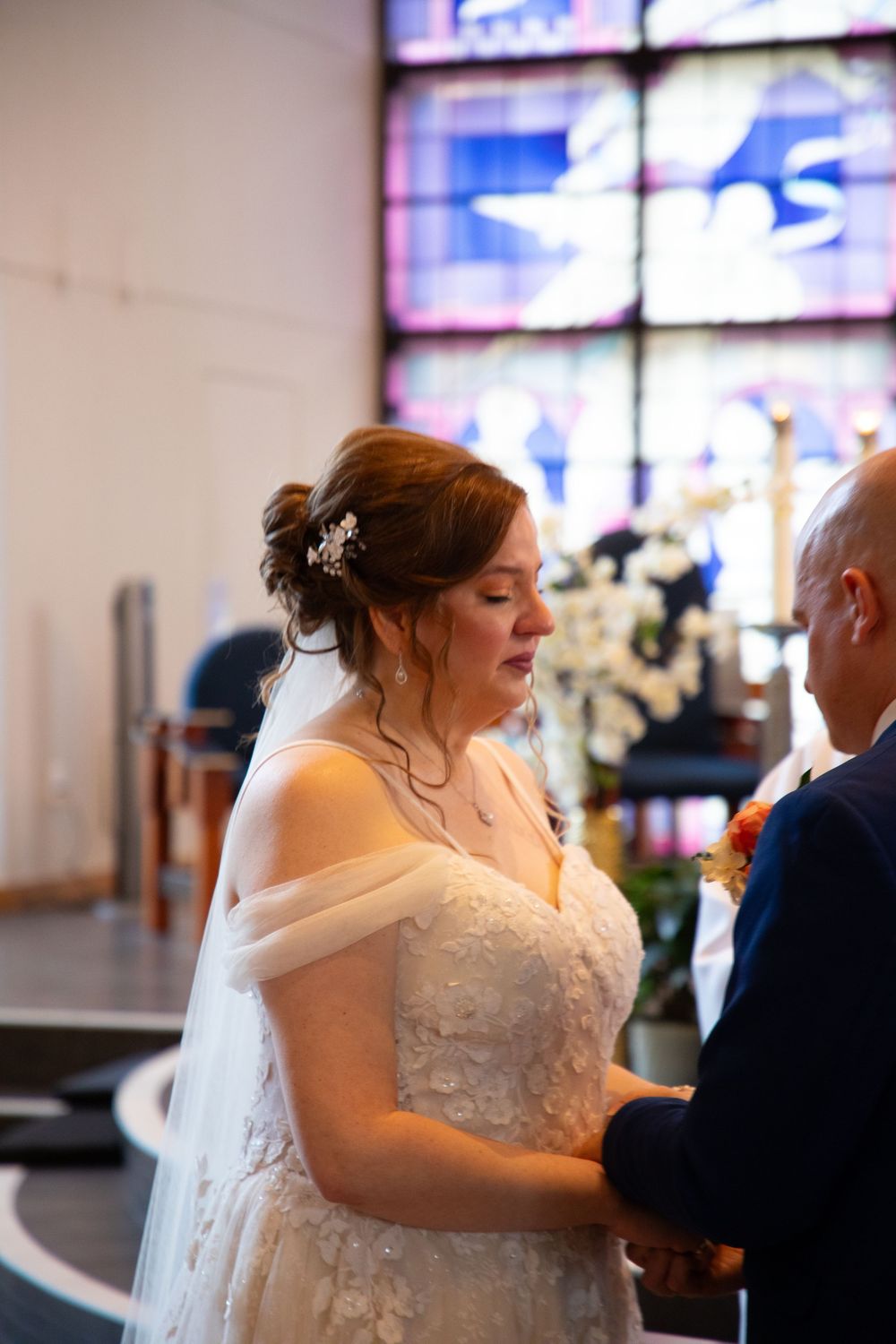 Editorial style wedding photography at St Paul's Catholic Church, Tampa, Florida.