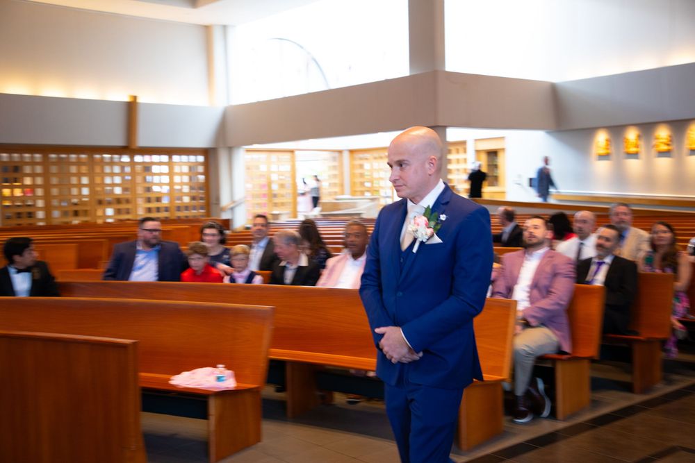 Editorial style wedding photography at St Paul's Catholic Church, Tampa, Florida.