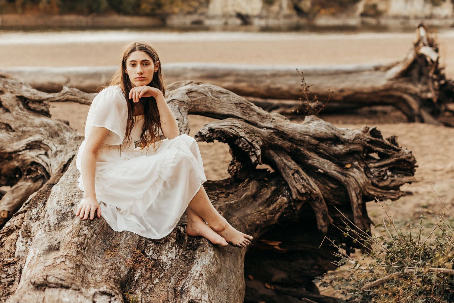 girl on log