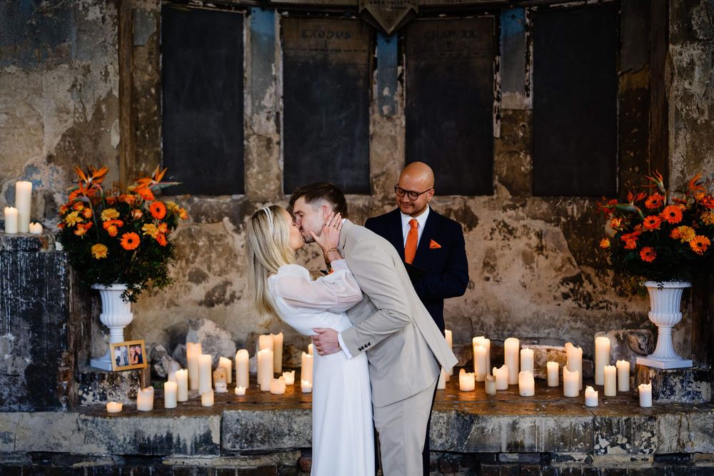 first kiss at wedding in London