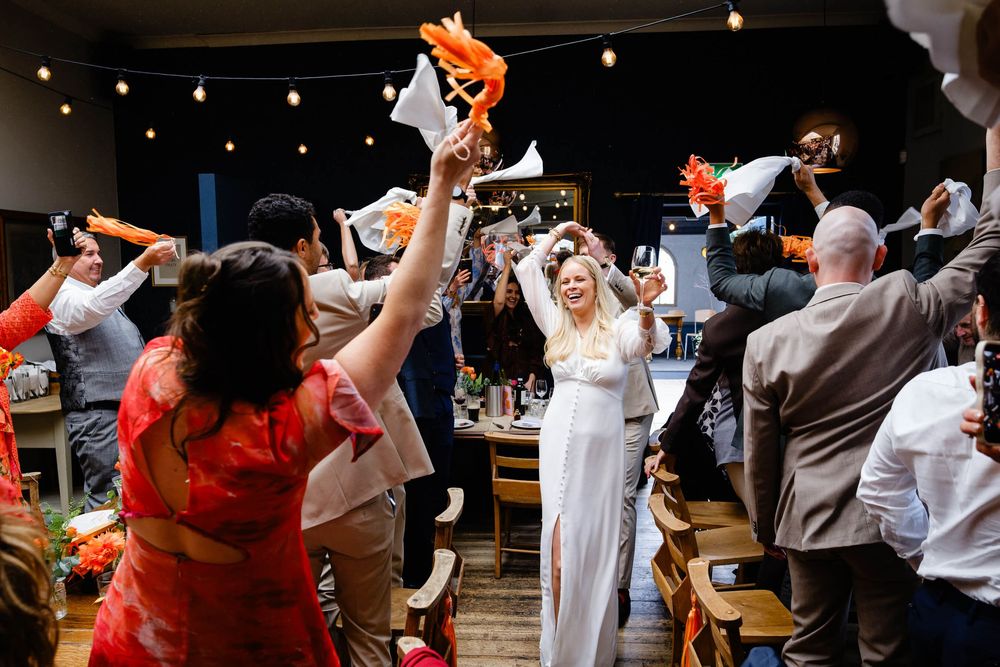 bride and groom entrance at the lordship pub London