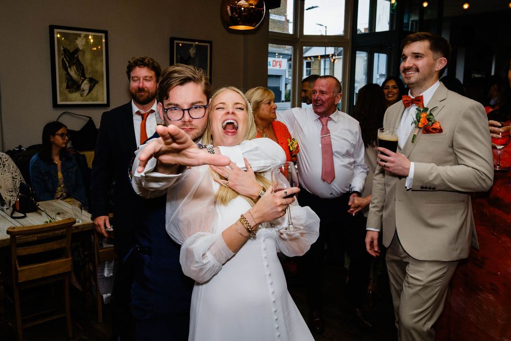 bride and friends having fun