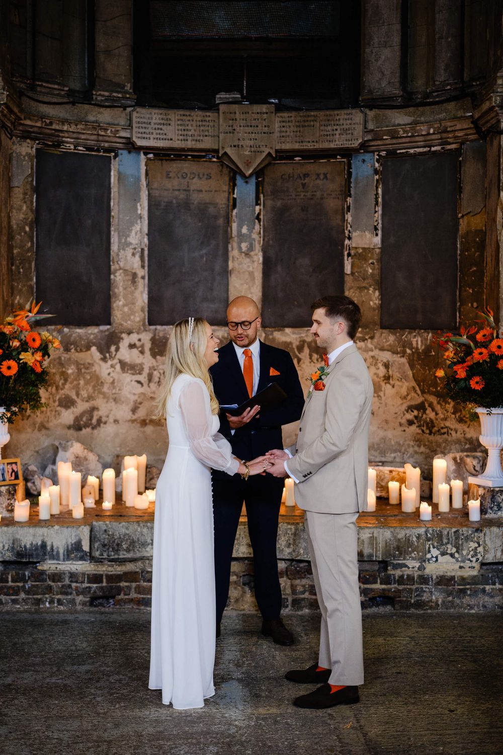 bride and groom at the asylum on London wedding
