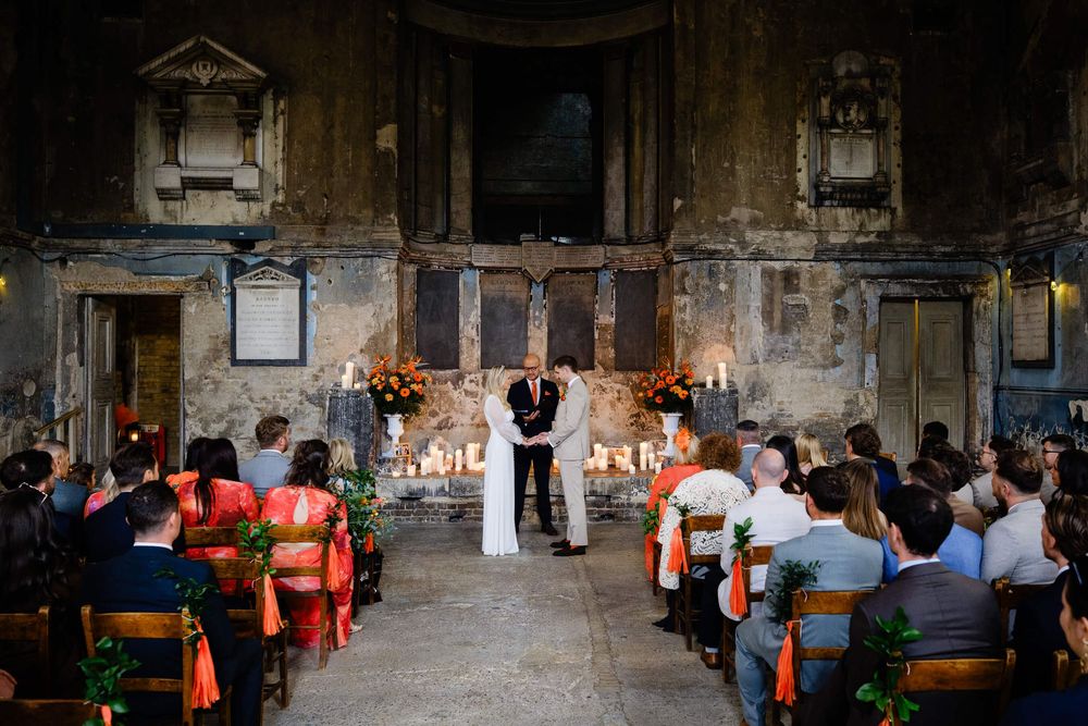 bride and groom at asylum London