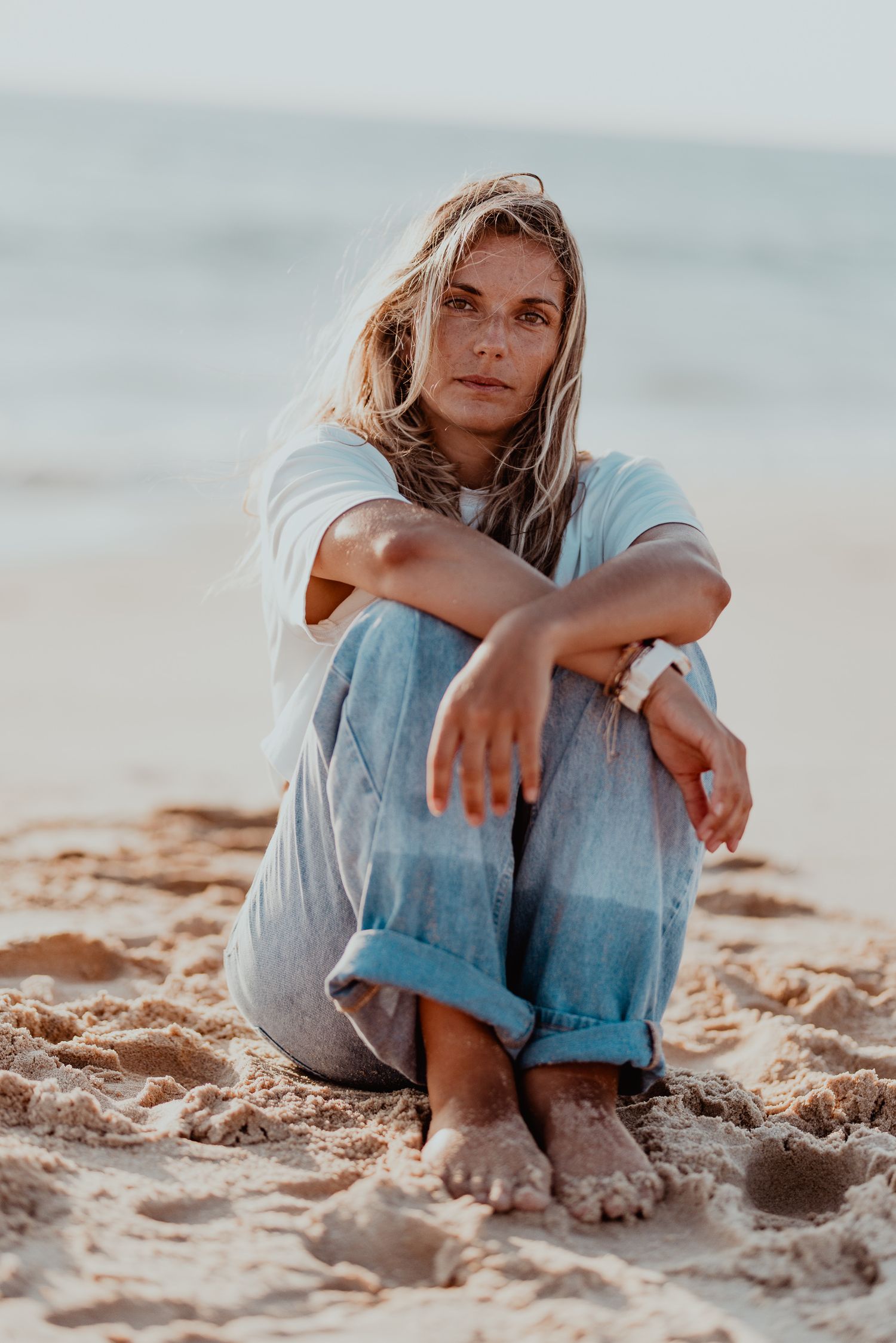 Photographie portrait au coucher de soleil à Lacanau Océan Gironde