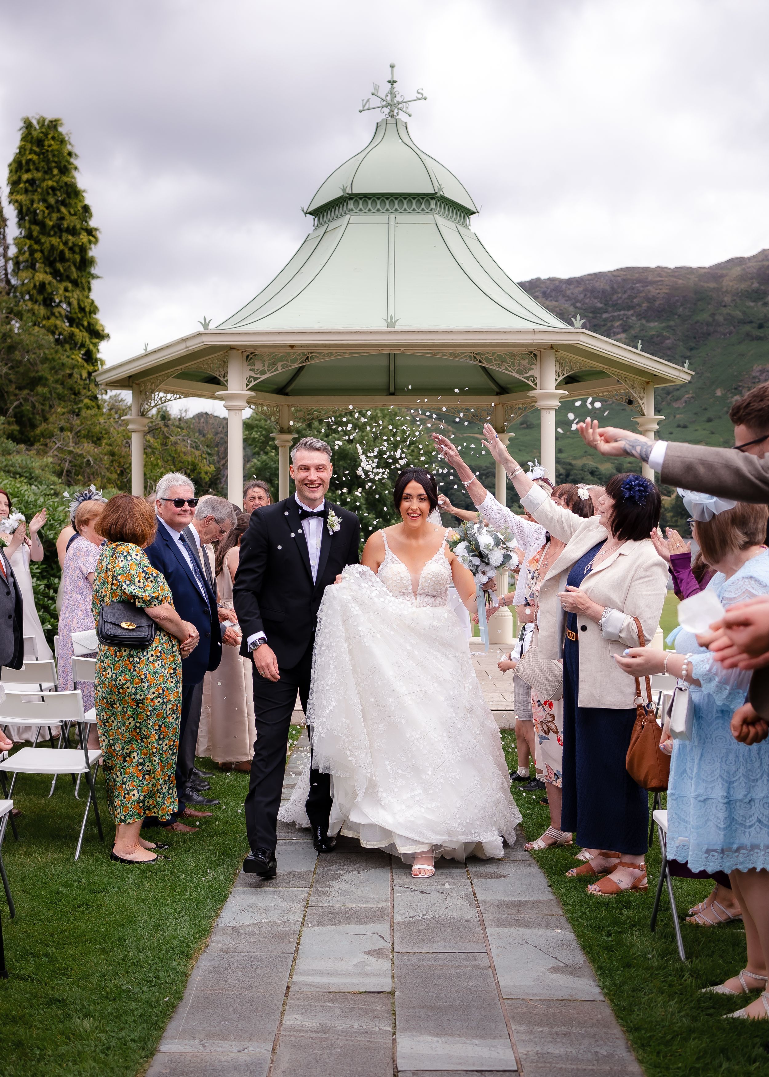 wedding photography in Cumbria - confetti walk