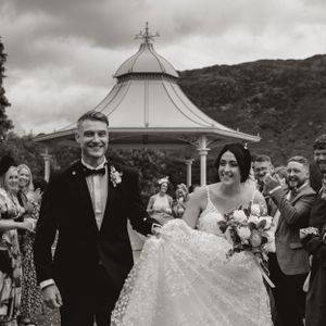 wedding photography in Cumbria - bride and groom walking down the aisle