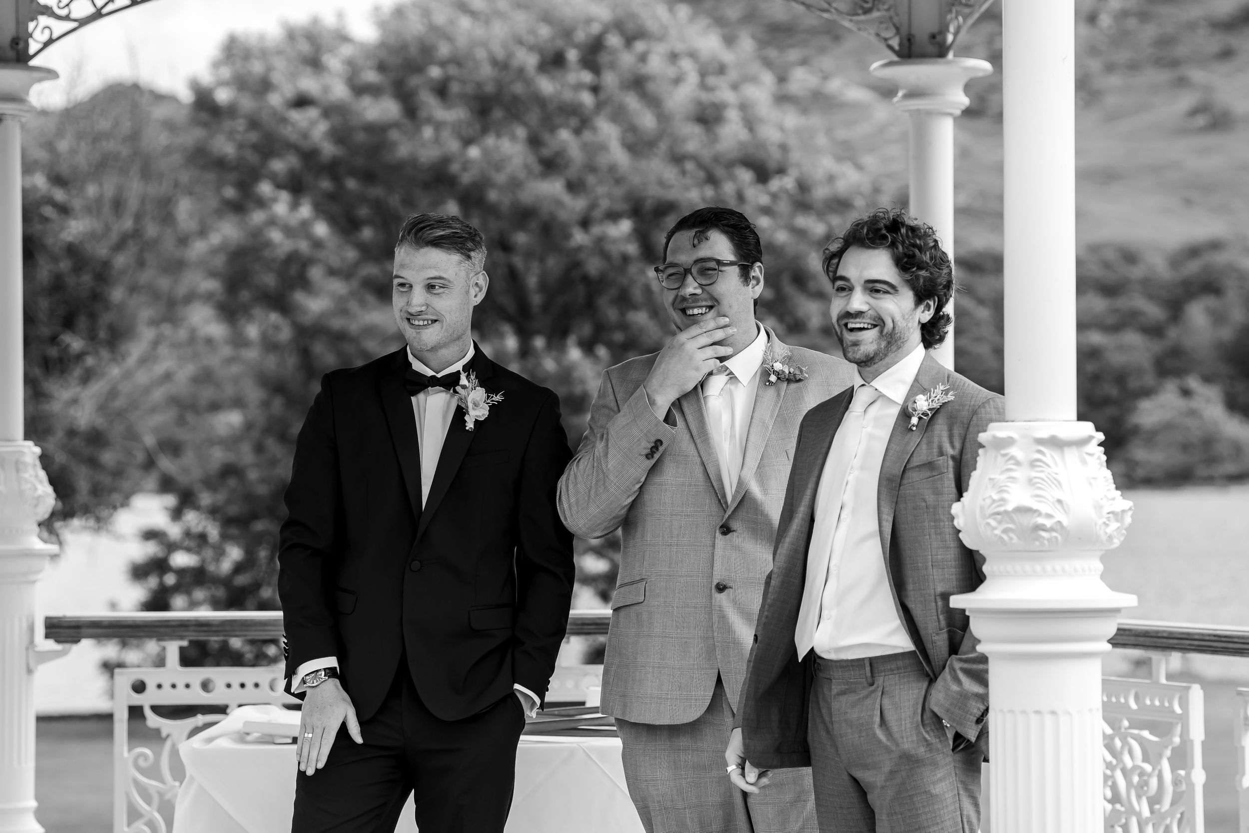 wedding photography in Cumbria - groom and groomsmen waiting for bride