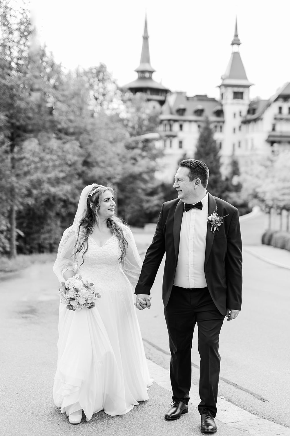 Luxury wedding at Dolder Grand Hotel Zurich with stunning city skyline views and elegant ceremony and reception spaces.
