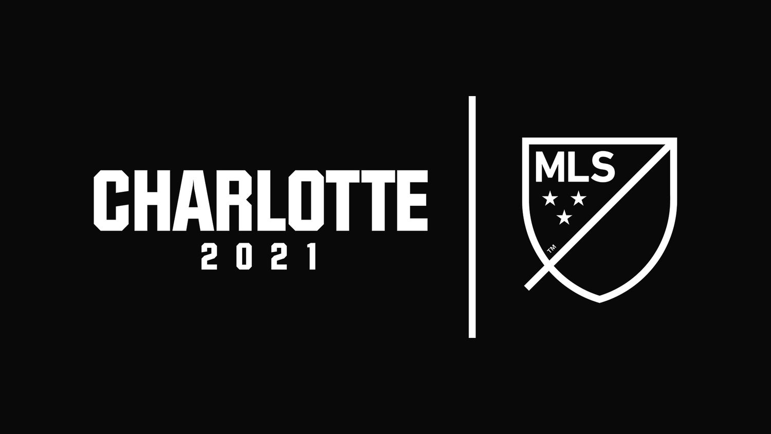 Charlotte FC MLS expansion team announcement logo on black background for 2021 season.