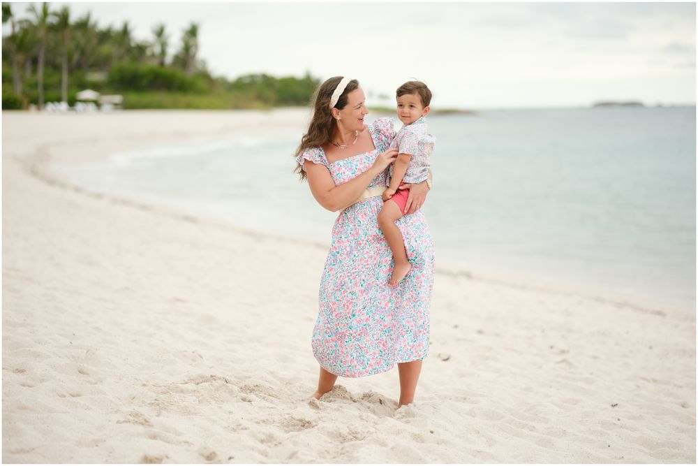 Four Seasons Punta Mita family photography session, beach lifestyle portraits on a white sand beach with turquoise water