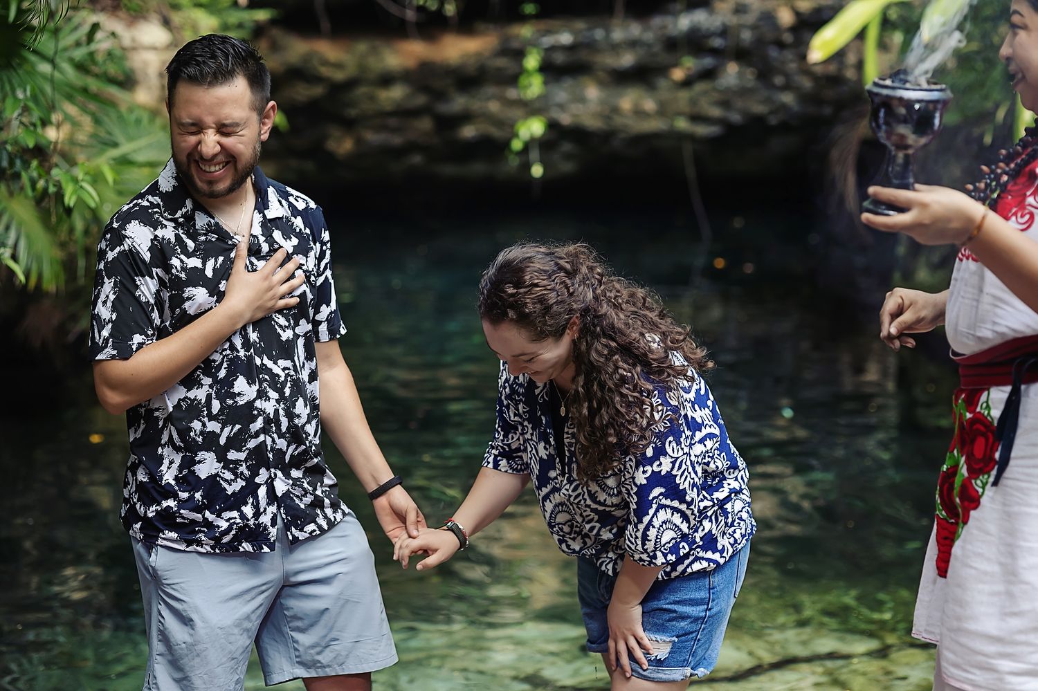 Proposal and spiritual ceremony in the jungle of Ecopark Kantun Chi, Riviera Maya.