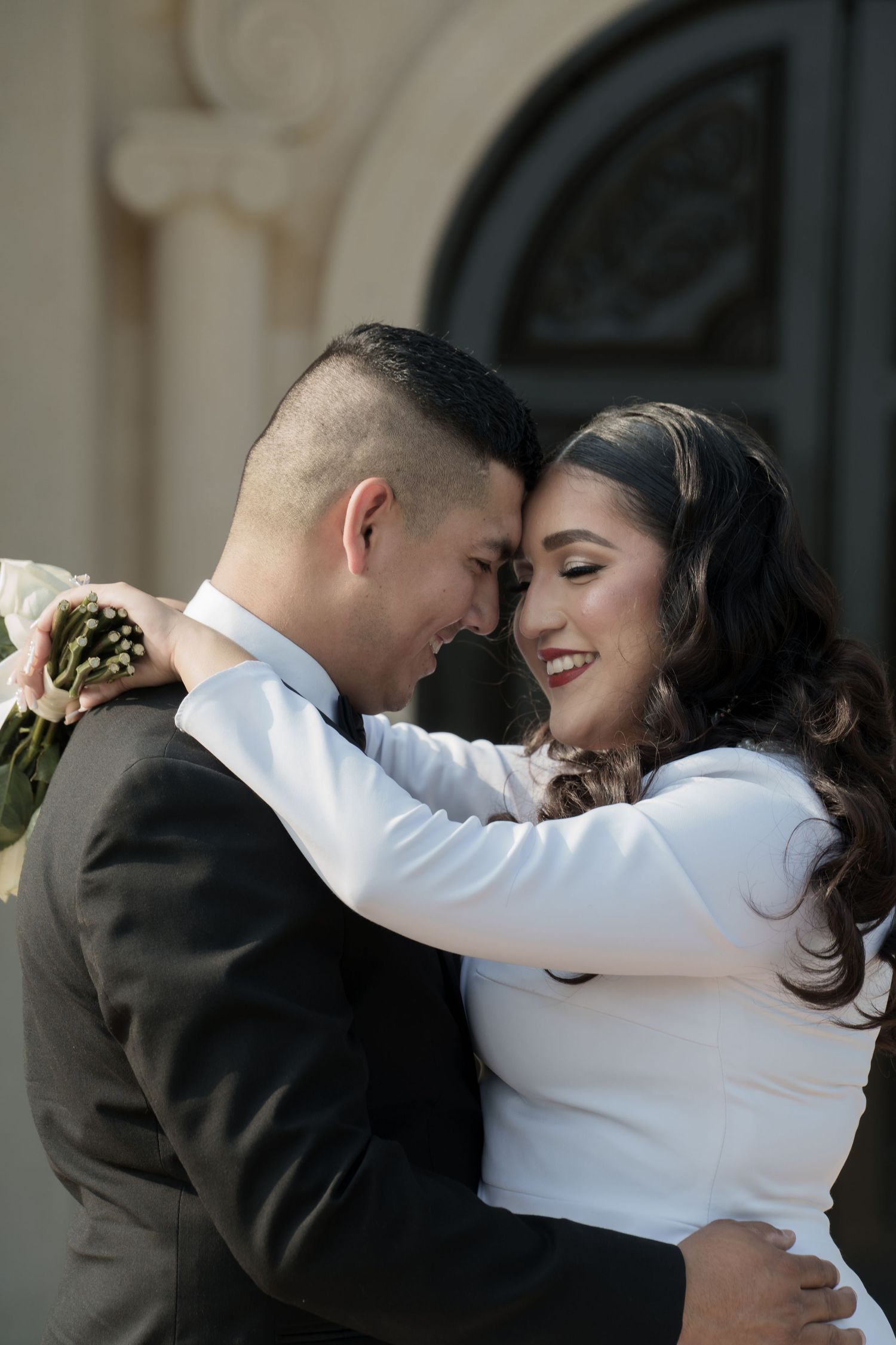 Romantic dance sequence captured in multiple frames against a light background.