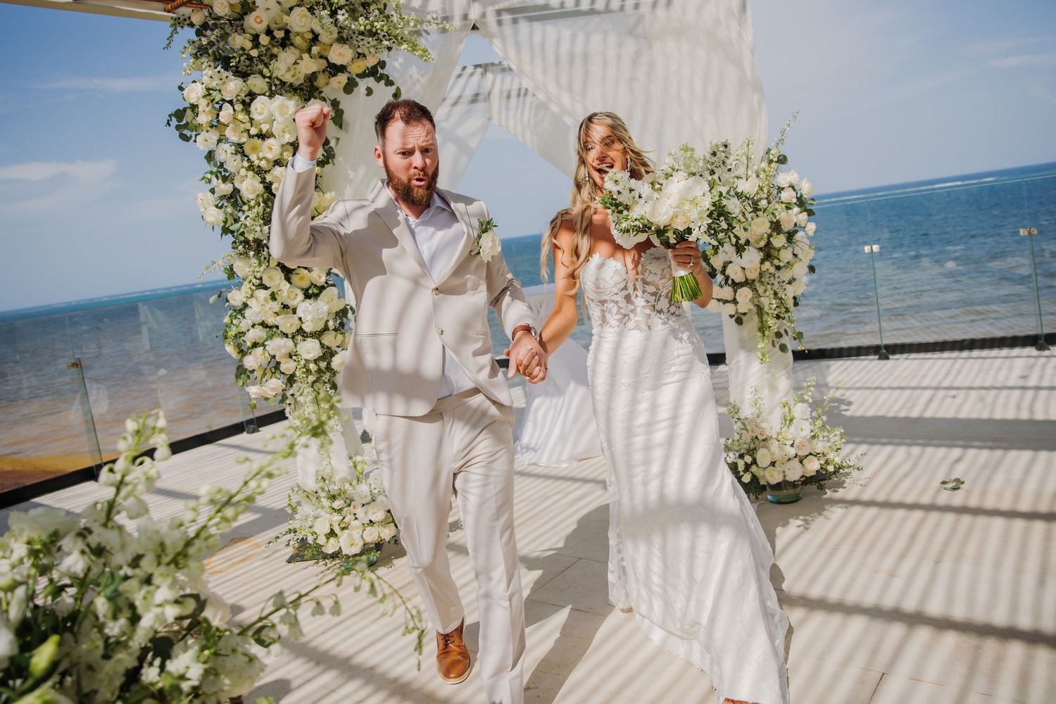 A series of beach wedding photos Dreams Sapphire Riviera Maya Wedding Photography