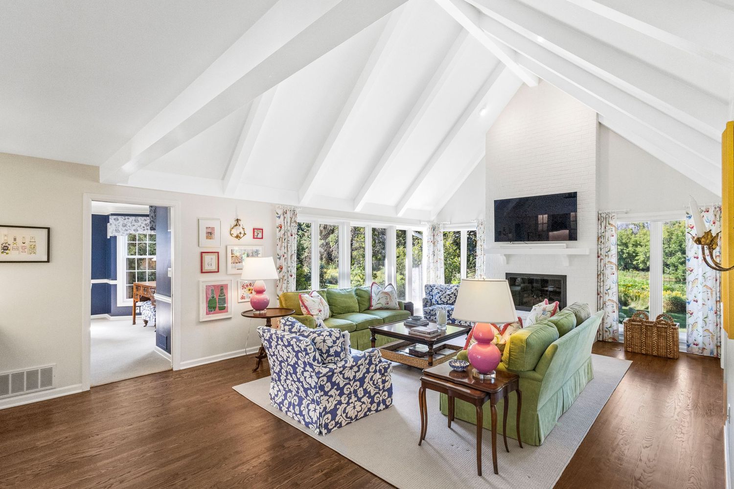 Vaulted living room interior with skylights, Milwaukee real estate photography