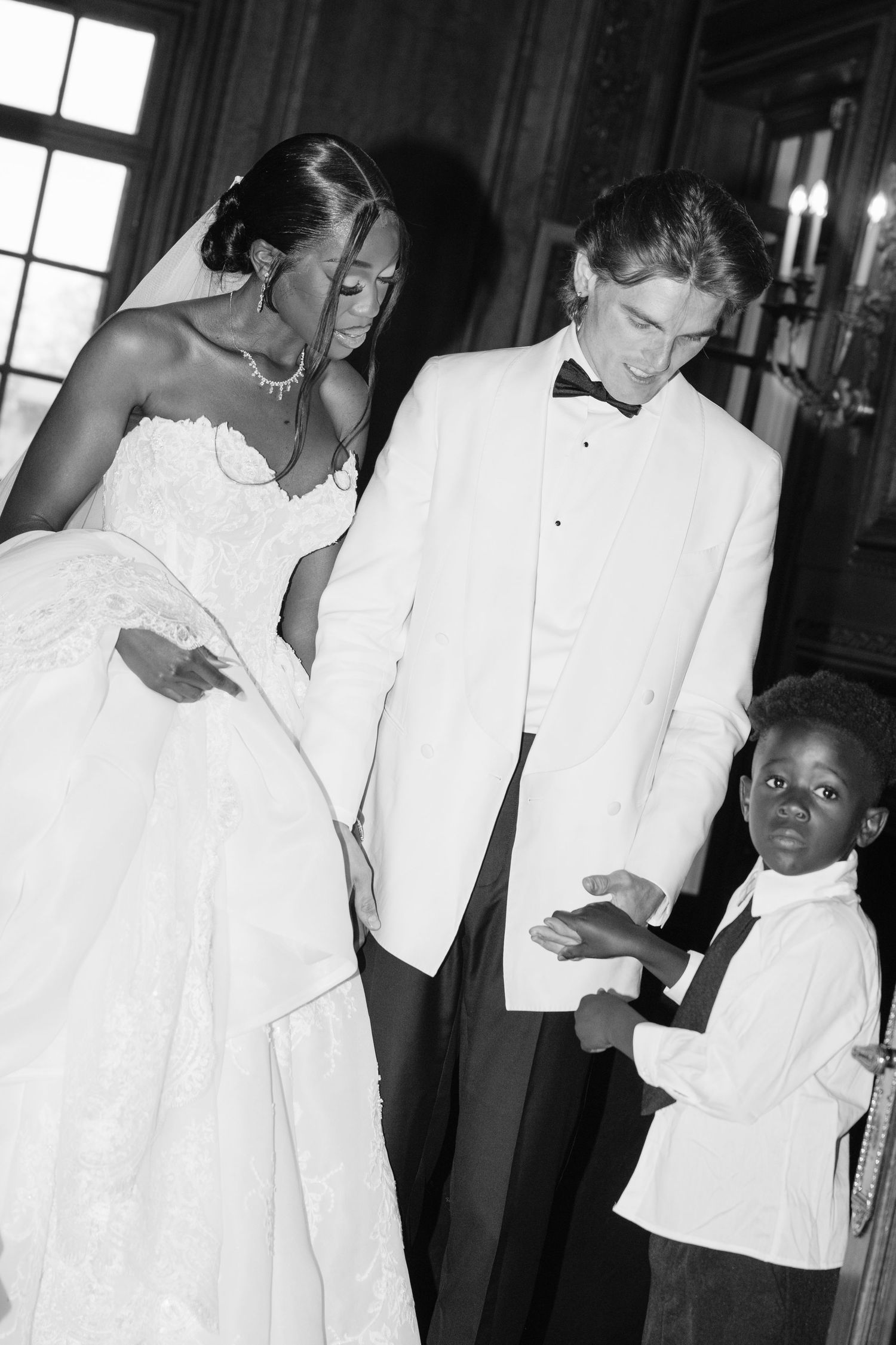 The Armour House Wedding in Lake Forest, IL - Bride and Groom Portraits in Library