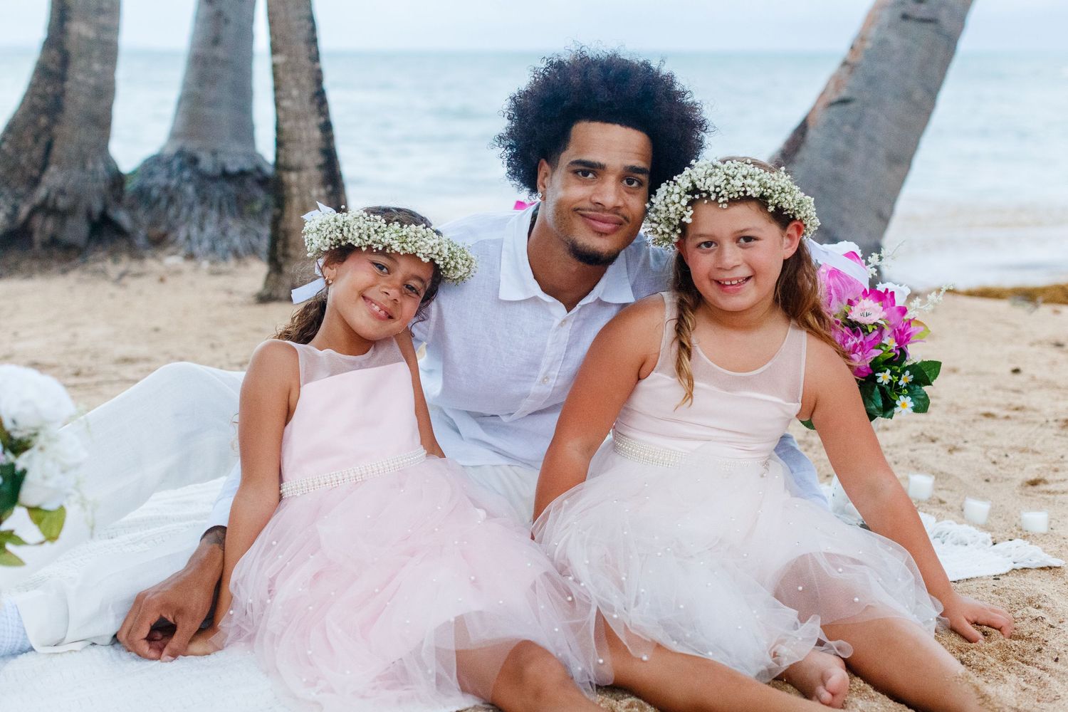 Portrait of children. Intimate beach wedding in Palmas del Mar, Puerto Rico.