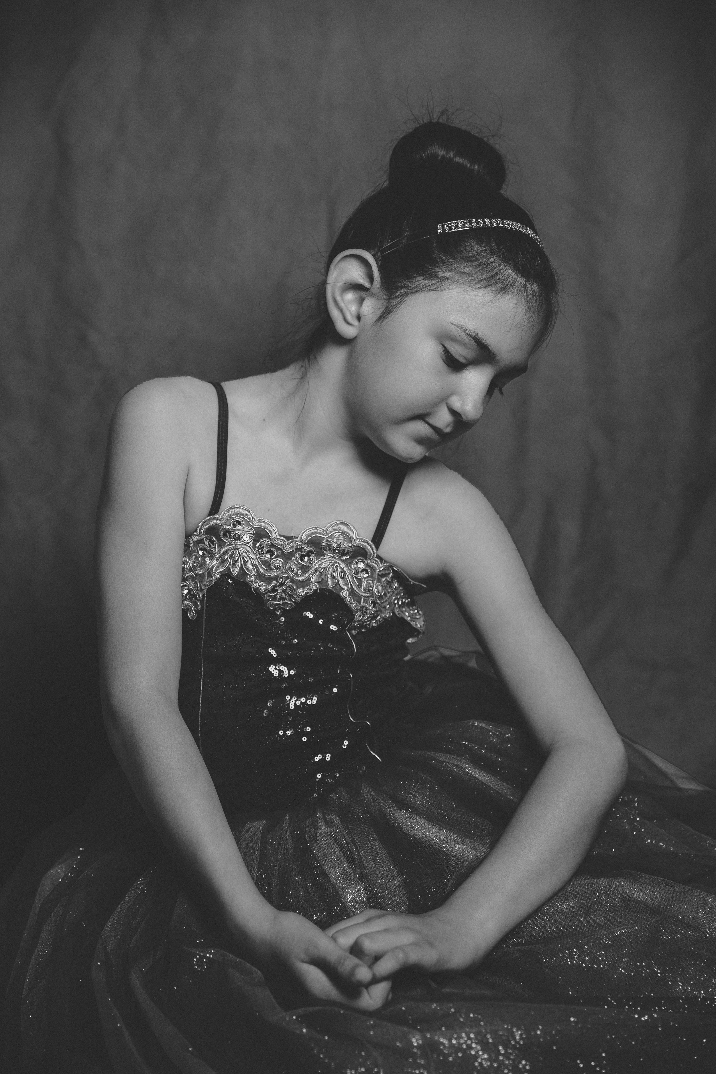 Girl dressed up in a ballet outfit
