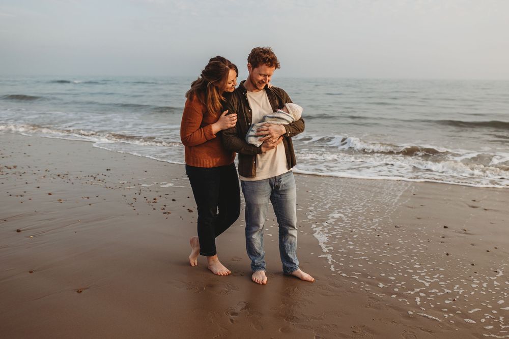 Dorset beach newborn photoshoot, hengisbury head, Southbourne beach