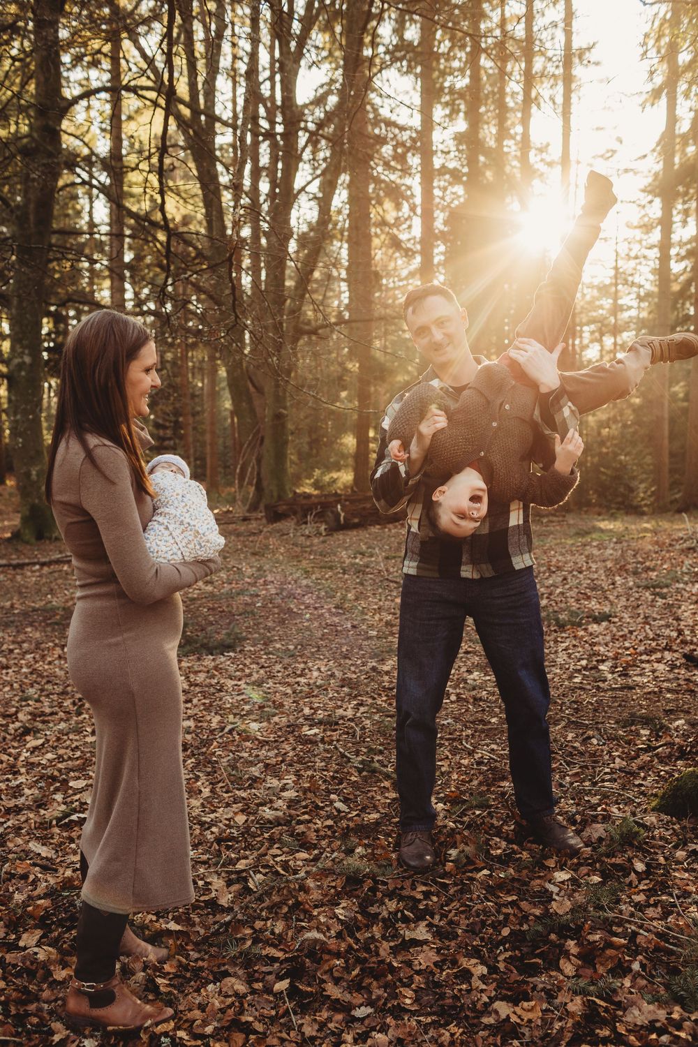 new forest newborn photoshoot at golden hour