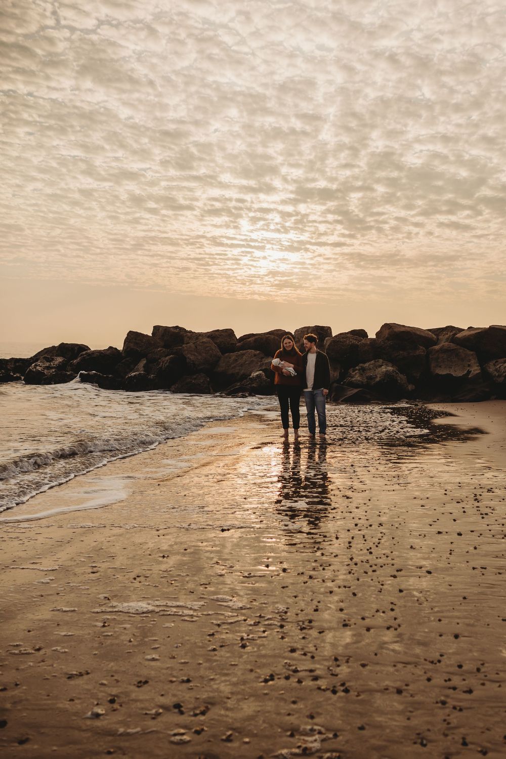 Dorset beach newborn at sunset, hengisbury head, Southbourne beach