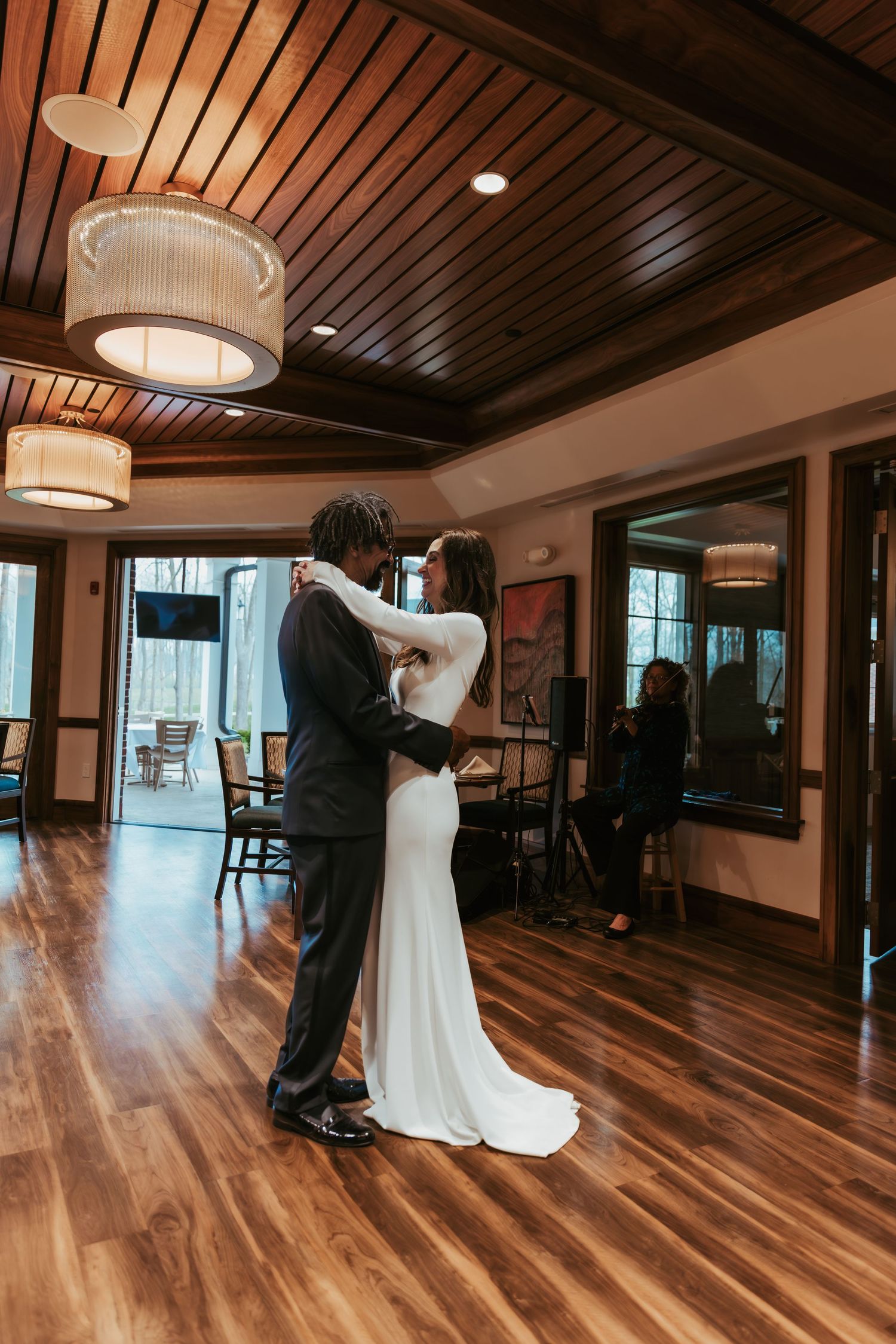 Bride and groom, first dance at their wedding reception located at Holliday Farms in Zionsville, Indiana