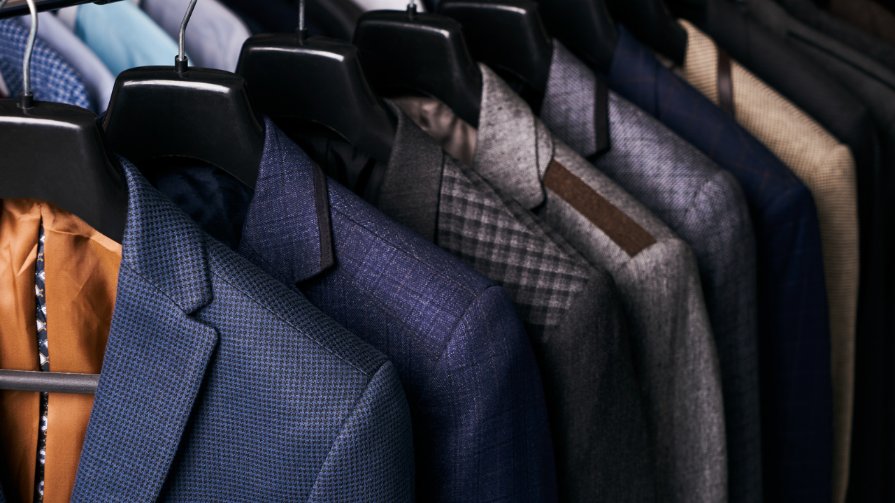 Male suit with solid colors like ash, grey, black,  and navy blue