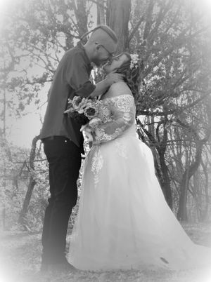 Dreamy wedding photo sequence with soft vignette effect showing couple's romantic moments outdoors.