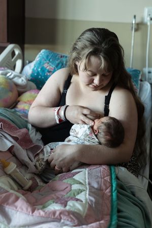 A series of four intimate photos showing someone sleeping peacefully on pink floral bedding.