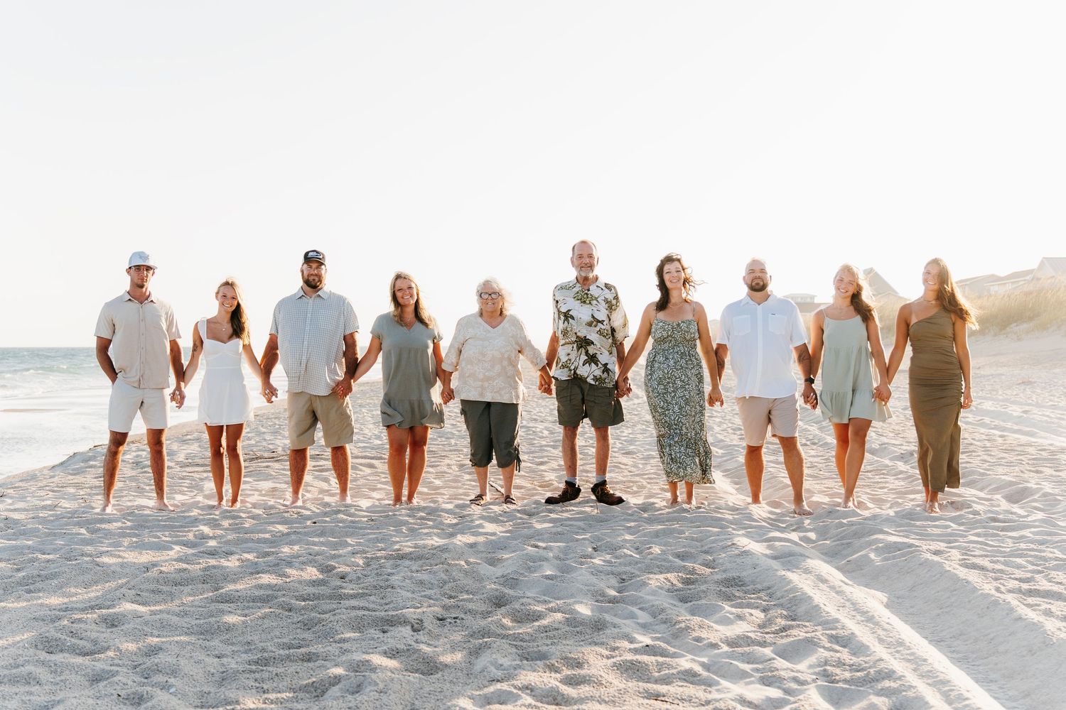 Emerald Isle Extended family photographer. Surf city family photographer. Big groups beach photographer. Grandparents family photographer.
