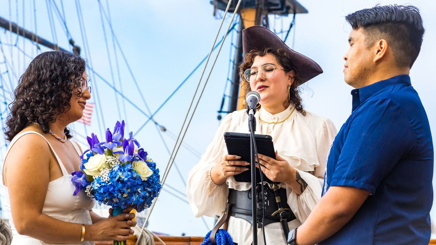 Pirate officiant wedding ceremony on Star of India ship San Diego