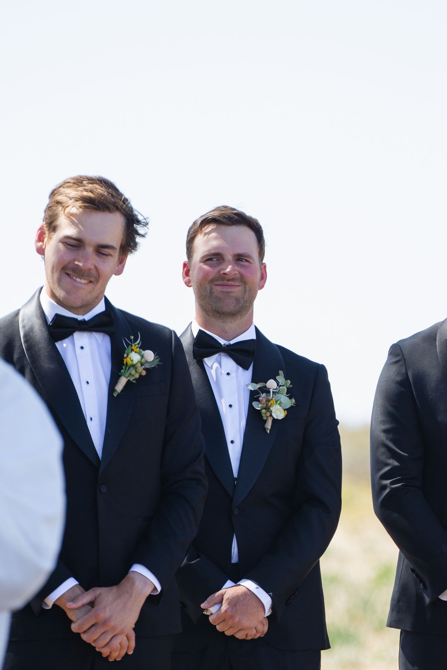 Groomsmen smiling during at ceremony at country NSW wedding
