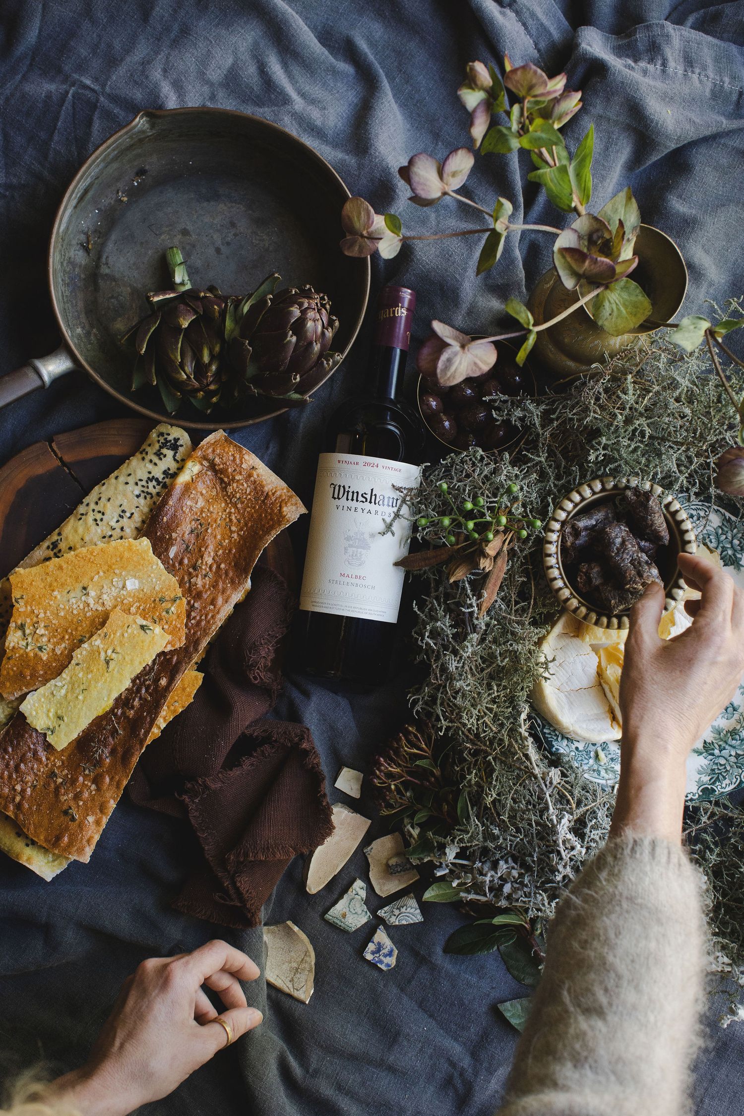 Food and wine pairing tablescape Winshaw Wines