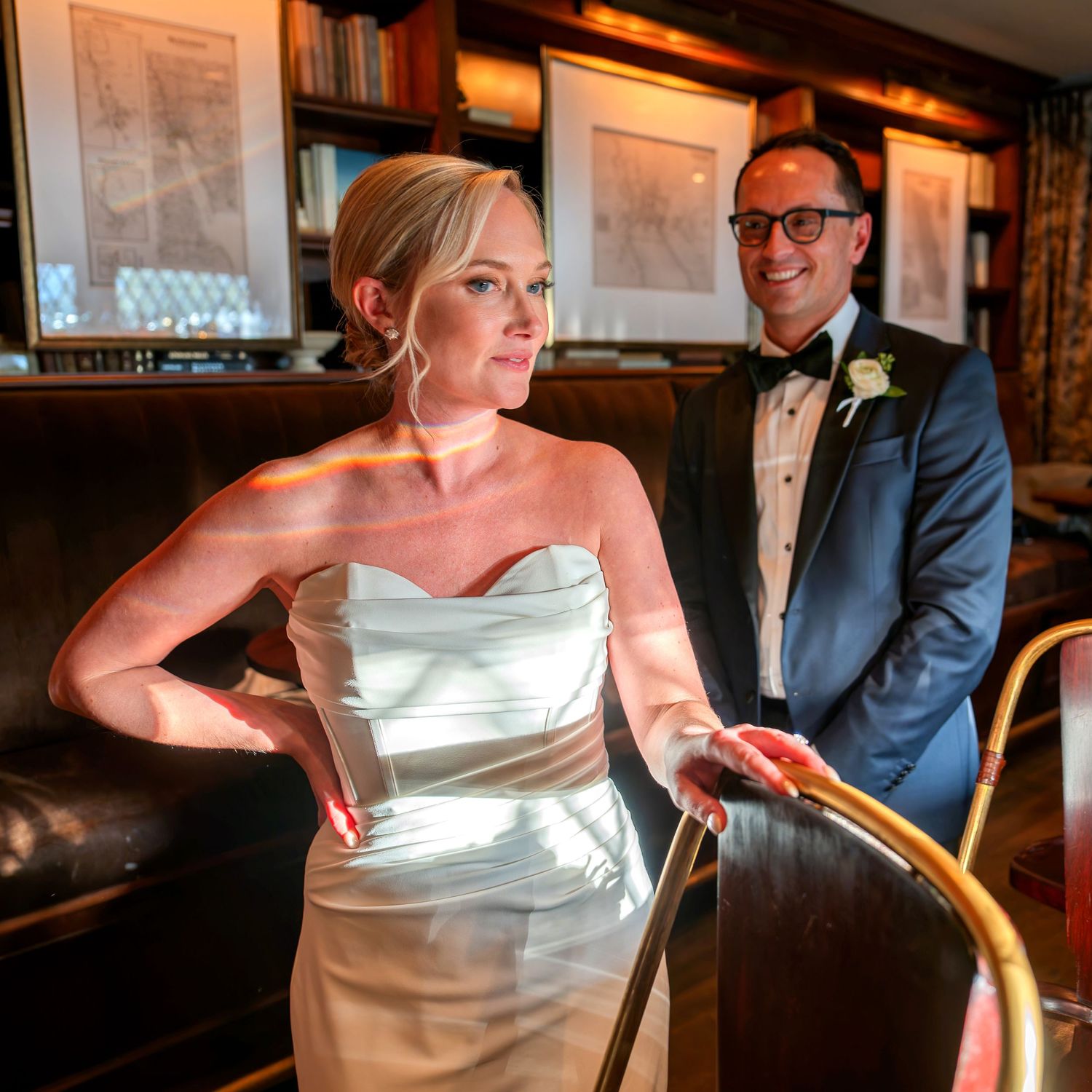 Glamorous LA couple, celebrity chef and affluent bride, share a moment at their luxurious destination wedding in The Krebs, Skaneateles, NY