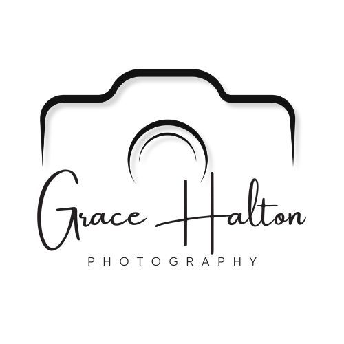 Black and white photography logo design with elegant script text.