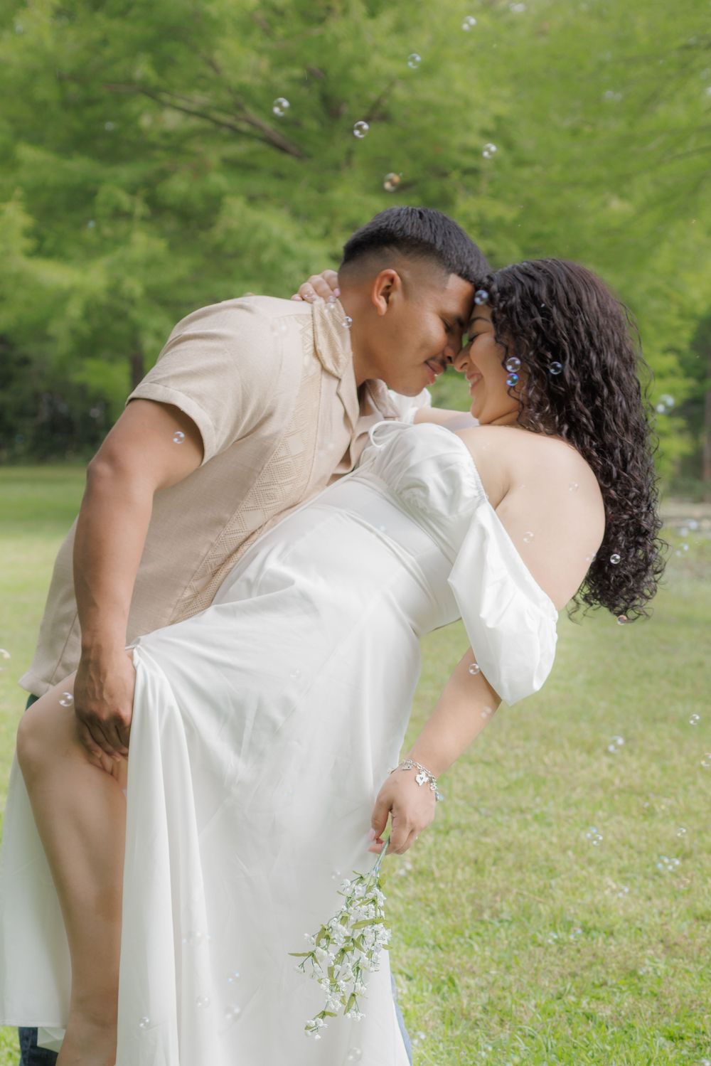 A beautiful moment where the couple shared a moment while husband did the traditional dip.