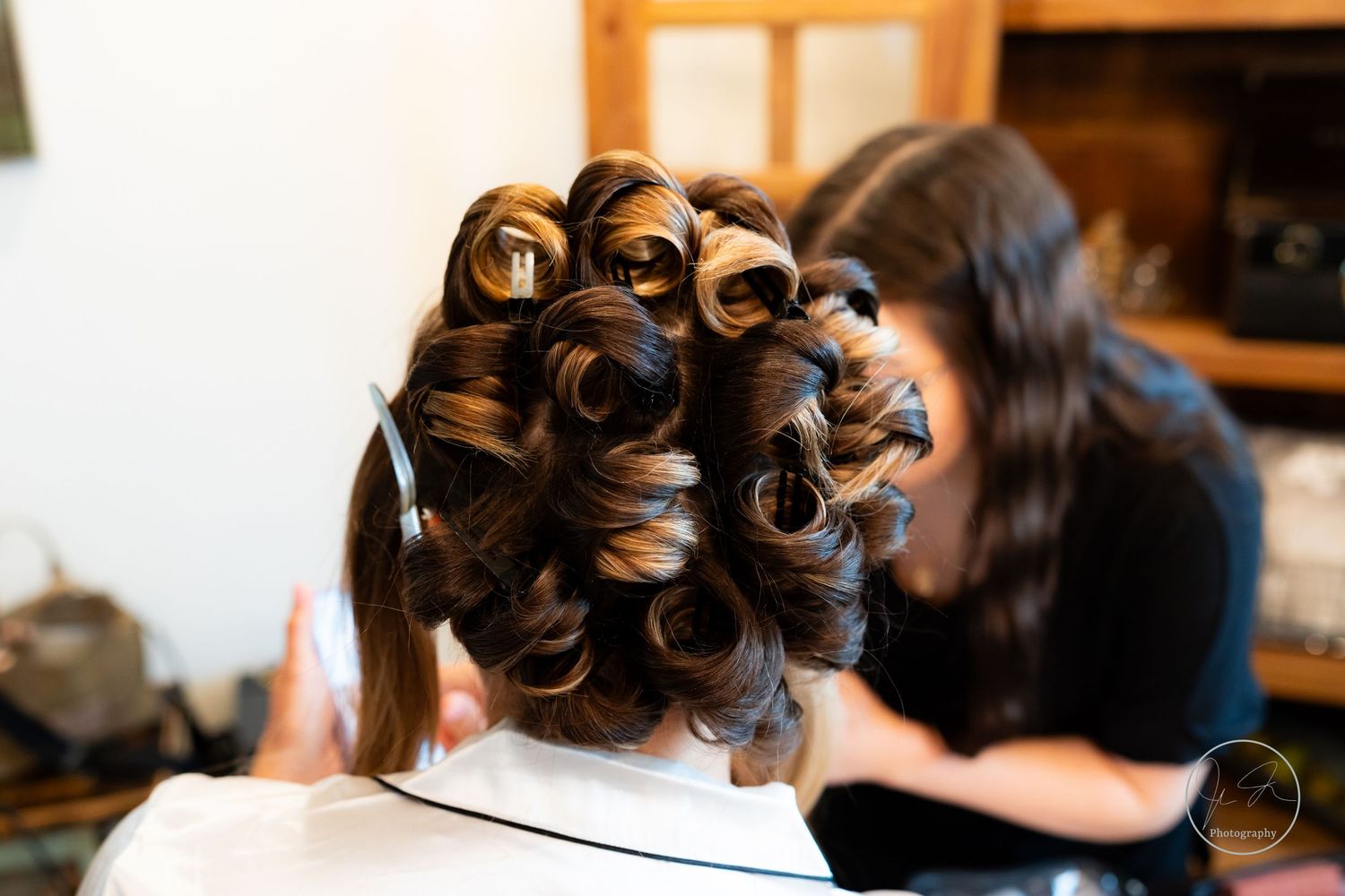 Wedding photo of woman getting ready prior to ceremony
