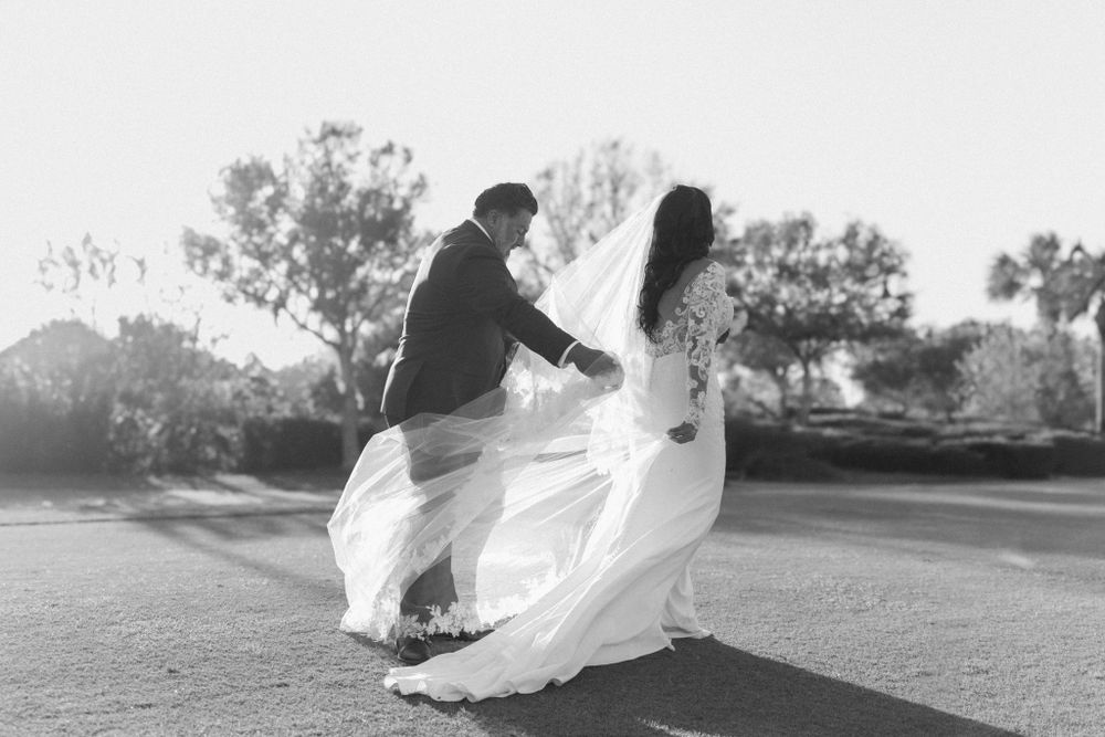 documentary style wedding photos with long veil