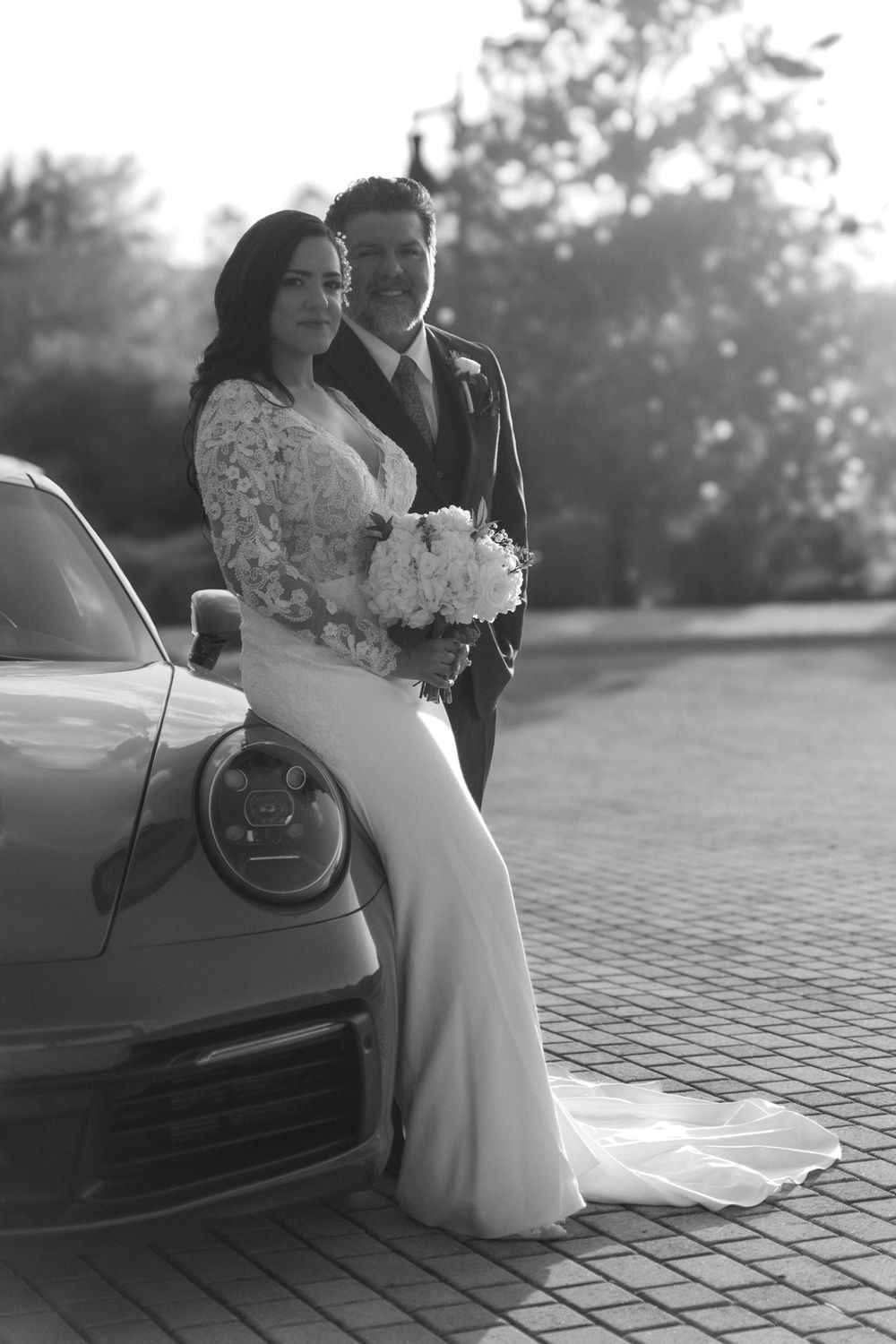 documentary style wedding photos with classic car