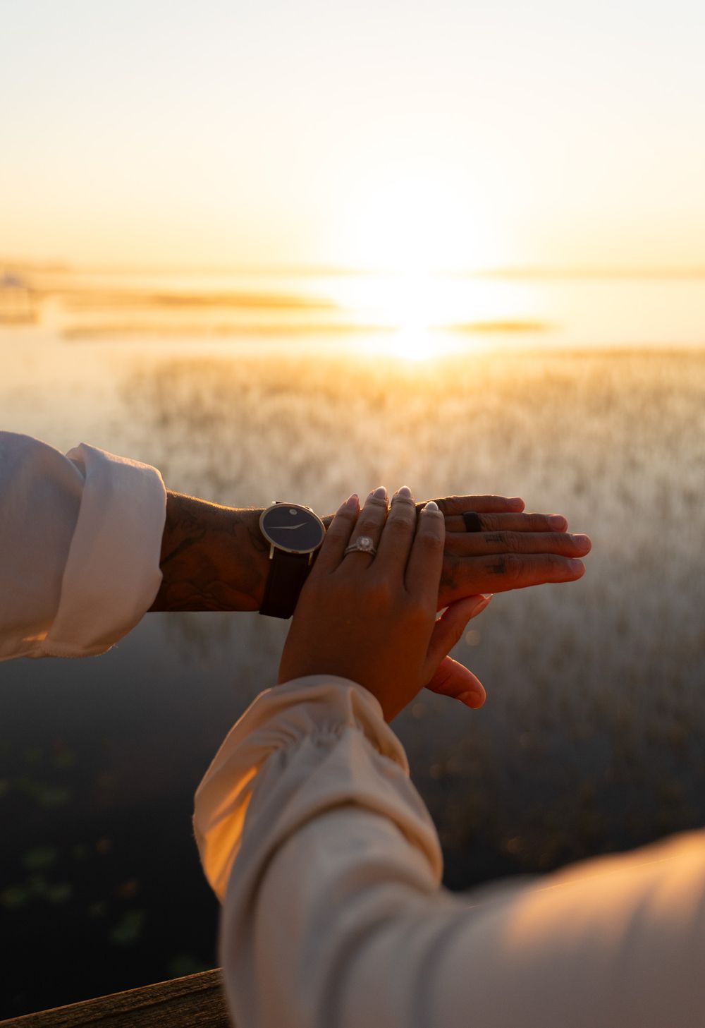 engagement photography by a lake