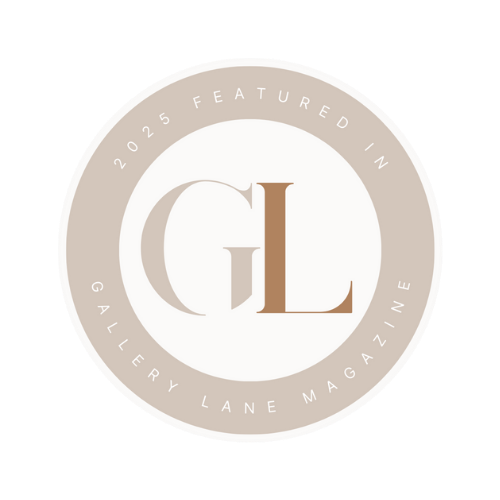 Elegant circular beige and gold logo designs for GL Lane Maine brand arranged in a horizontal row.