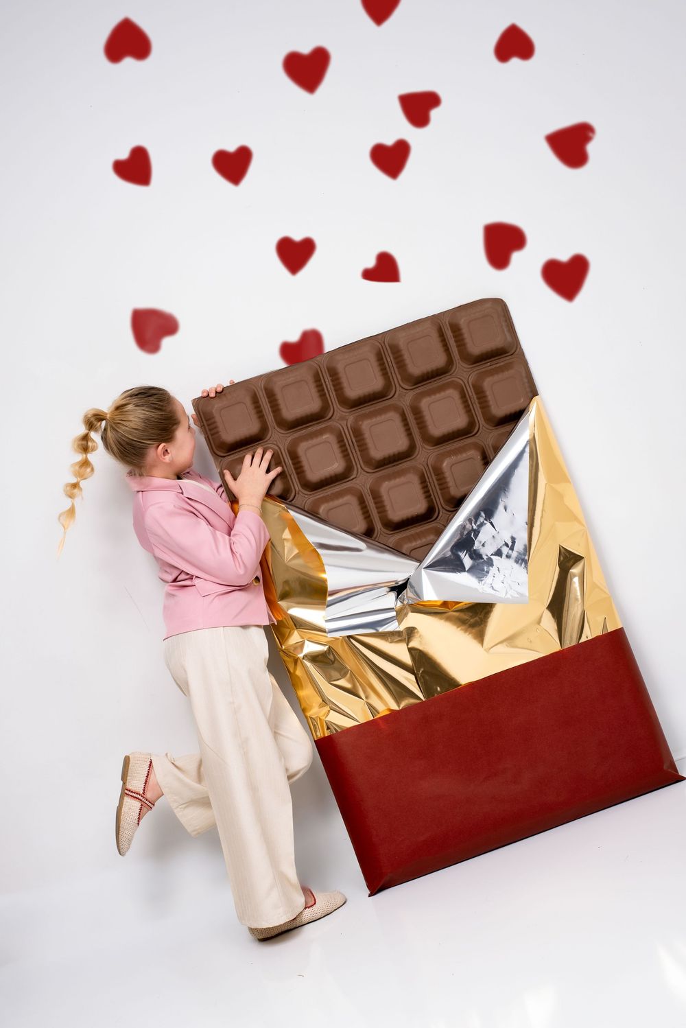 girl holding chocolate valentines portrait Nashville studio soft light photography