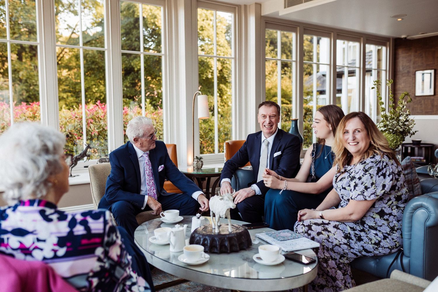 Guests relax in the Linthwaite House conservatory