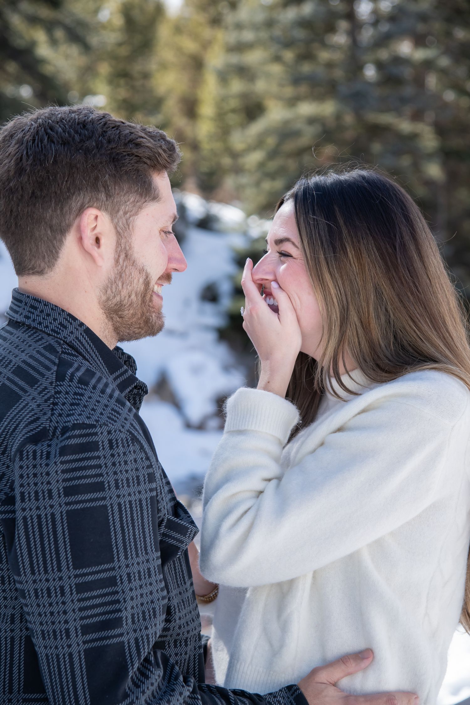 Romantic winter engagement photoshoot in Vail Colorado